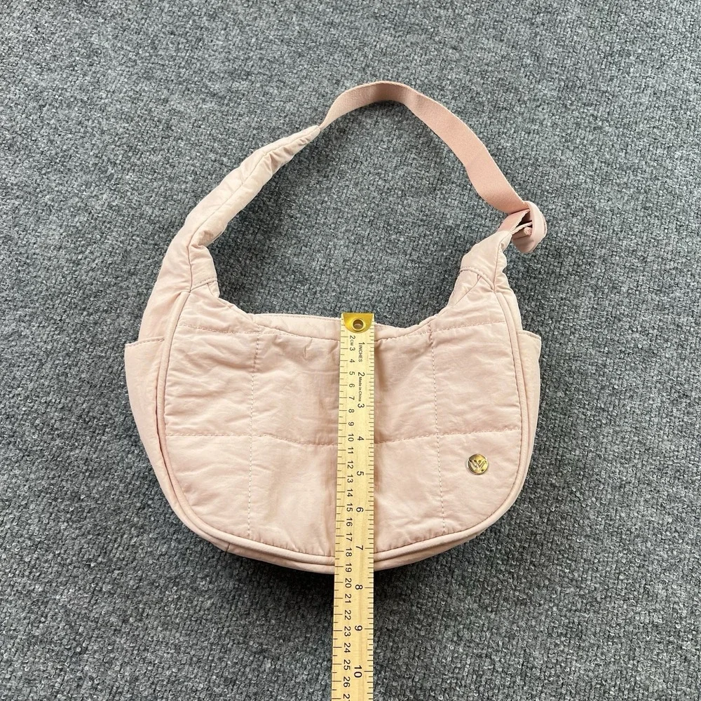 Westbronco Blush Pink Quilted Mini Hobo Bag Zip Top Adjustable Strap‎ W Logo